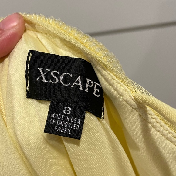 Butter yellow sequin formal dress with cutout and slit - Picture 11 of 11